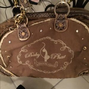 Leather material baby phat overnight bag
